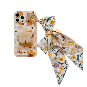 Elevate Your Style with the Autumn Floral Bow Silk Scarf Phone Case